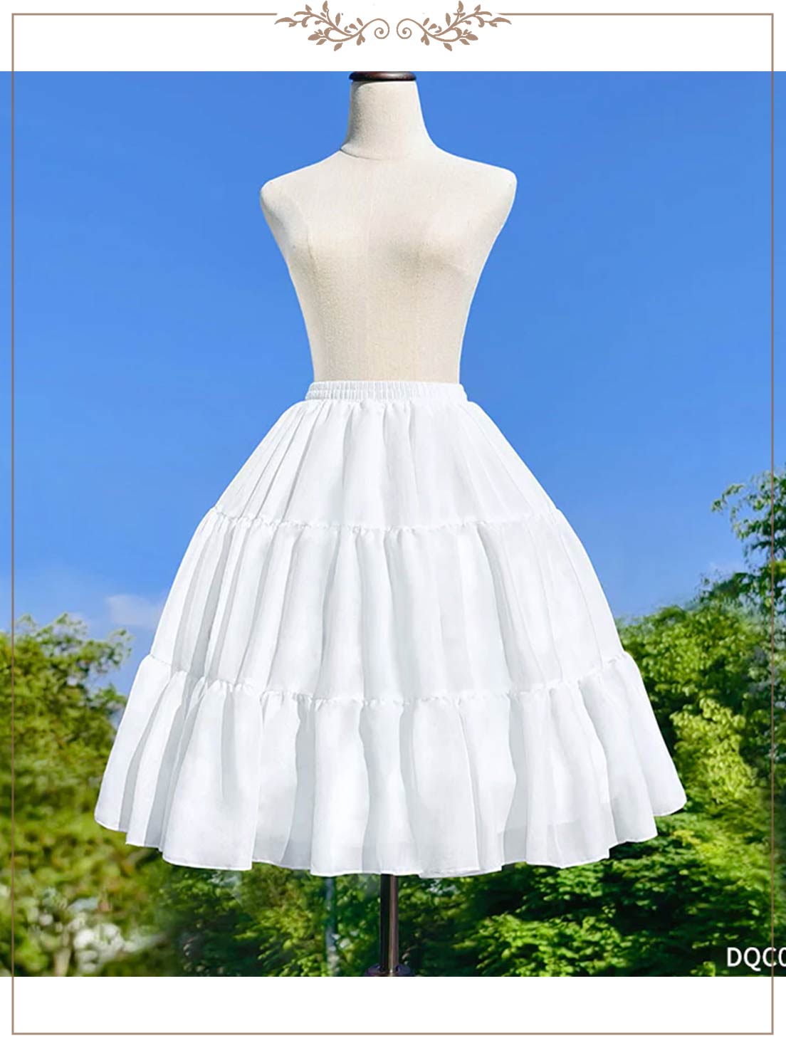 Petticoat Lolita Soft Fishbone pattern Hoopless Crinoline Adjustable Under skirt for Hanfu Ma Mian Skirt Light Fluffy