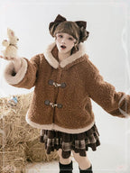 Sweet Brown Plush Warm Coat Cute Bear Autumn&Winter Lolita Coat