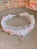 Sweet Lolita Accessory Bowknot Lace Choker Love Heart Necklace