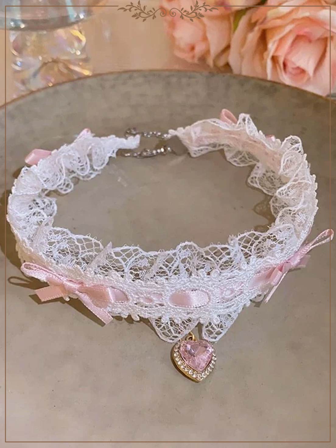 Sweet Lolita Accessory Bowknot Lace Choker Love Heart Necklace