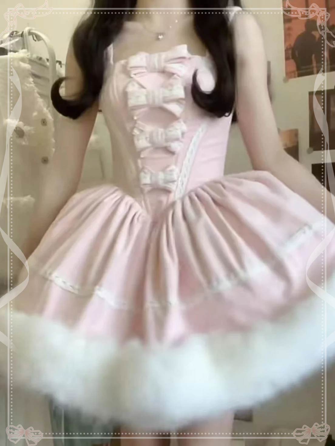 Sweet Lolita Baby Pink Plush Princess Dress Burr Cape Dress Coat