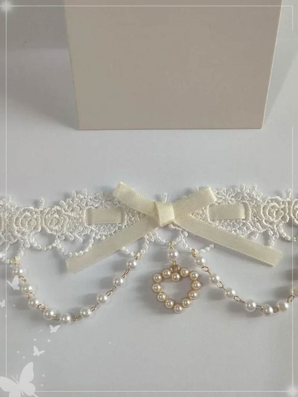 Sweet Lolita Lace Pearl Bow Choker Macaron Colors Necklace