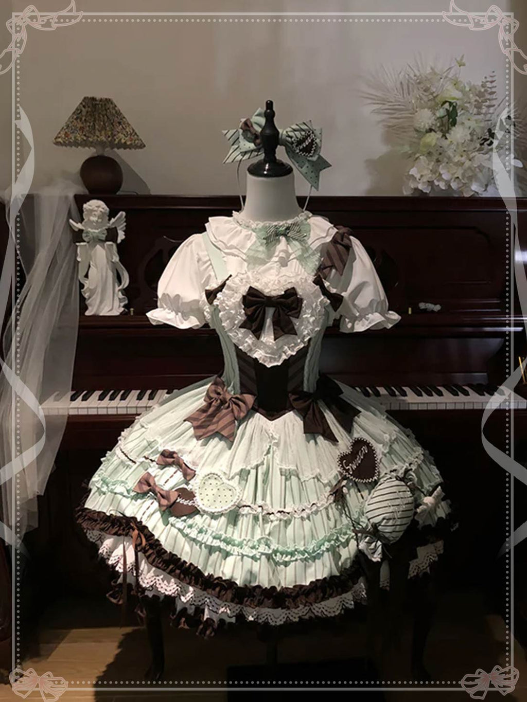 Sweet Lolita Mint Chocolate Doll Lolita  Dress Cream Cake Lolita Daily Dress One Piece Dress