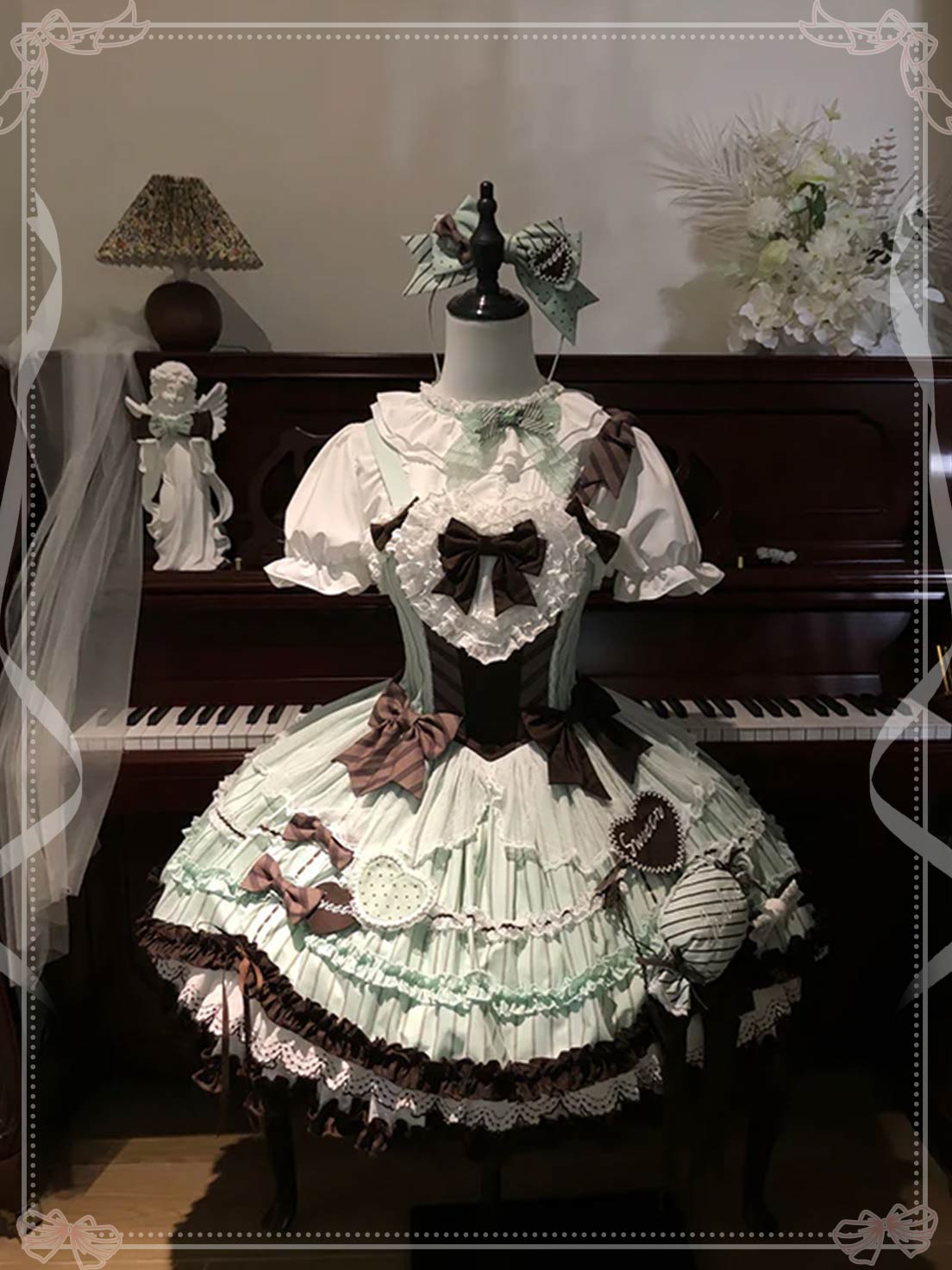 Sweet Lolita Mint Chocolate Doll Lolita  Dress Cream Cake Lolita Daily Dress One Piece Dress