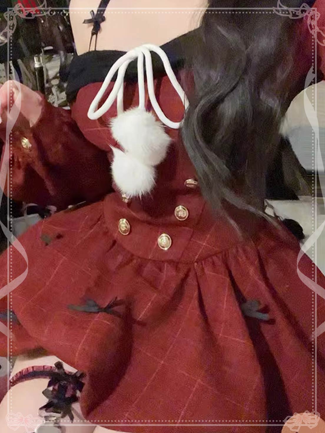 Sweet Lolita Off-Shoulder Red Long Sleeve Flared Dress for Celebration