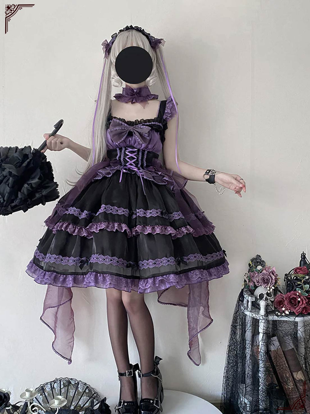 Sweet Lolita Prom Dress Purple Pink Purple Gauze Skirt Lace Ruffle Edge