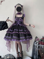 Sweet Lolita Prom Dress Purple Pink Purple Gauze Skirt Lace Ruffle Edge