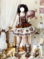 Sweet Lolita Tea Party Fashion Gingham Chocolate Accent Bow Dress Cake Dress