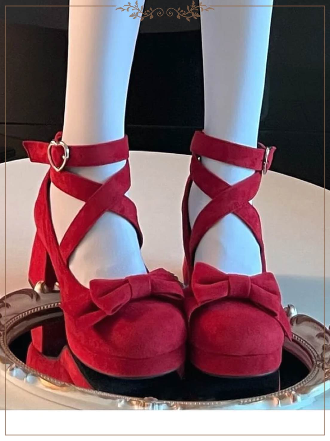 Thick Soled Velvet Round Head Lo Shoes Sweet High Heel Thick Heel