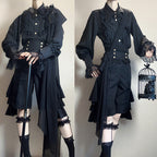 [Pre]Ouji Fashion Ensemble Dark Black Regal Style Original Lolita Medieval Prince Shirt Pants Set