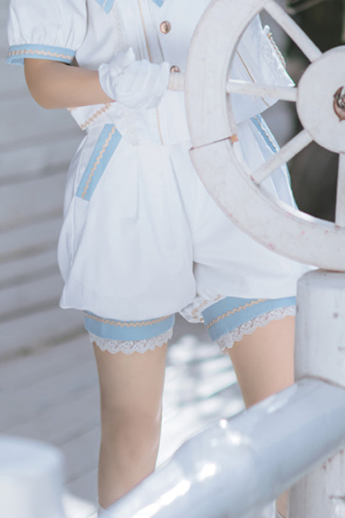 White Immortal Mint High Waisted Ouji Lolita Shorts