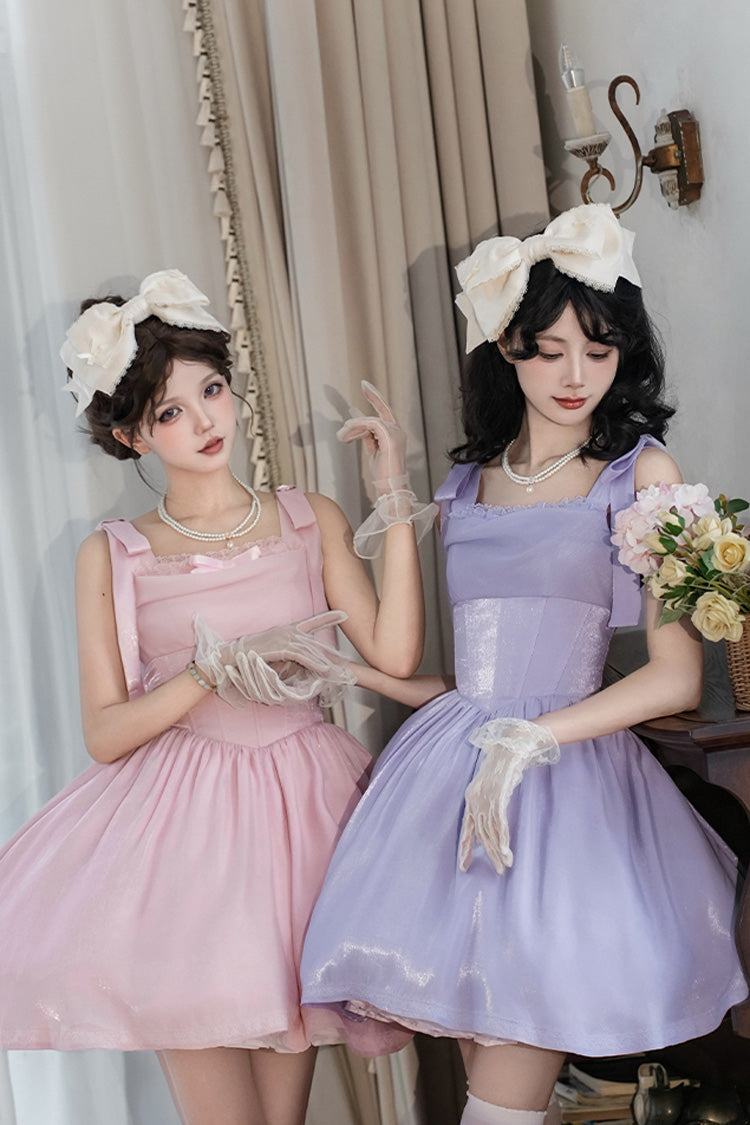 Purple Foamy Sea Sleeveless Ruffle Bowknot Fishbone Sweet Lolita Jsk Dress