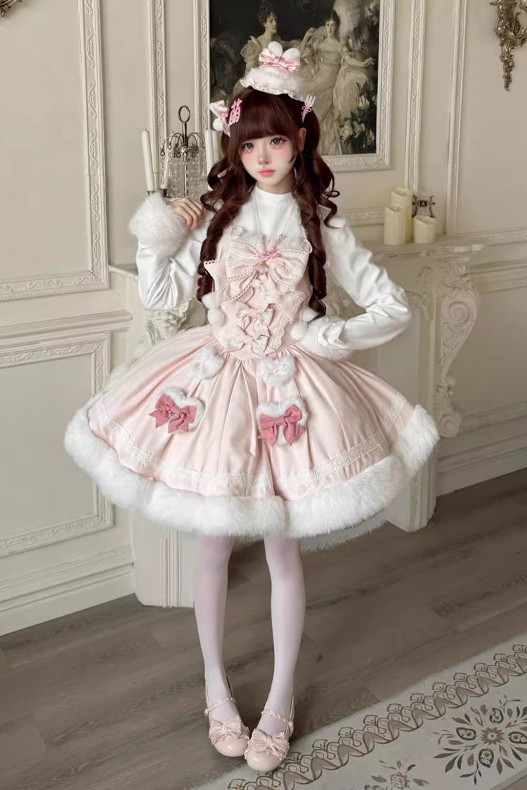 Sweet Dream Bunny Furry Bowknot Sweet Lolita Dress 2 Colors and 2 Versions