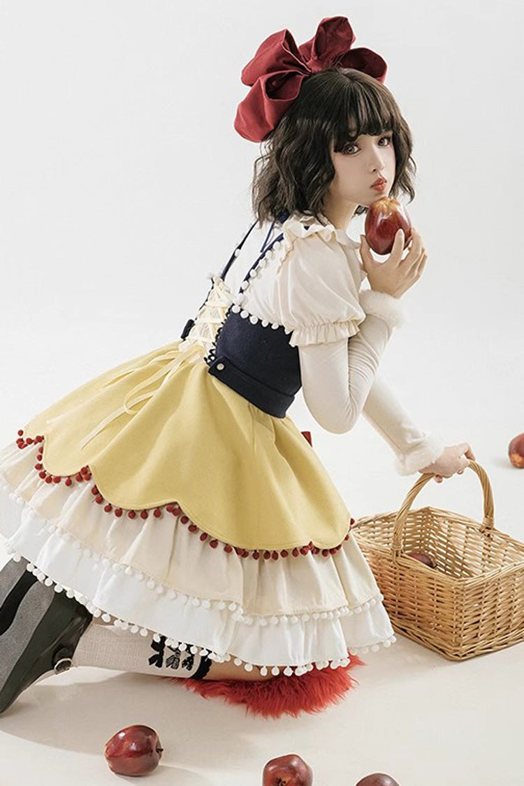 Confession Function Multi-layer Ruffle Bowknot Color Matching Autumn Winter Sweet Lolita Jsk Dress