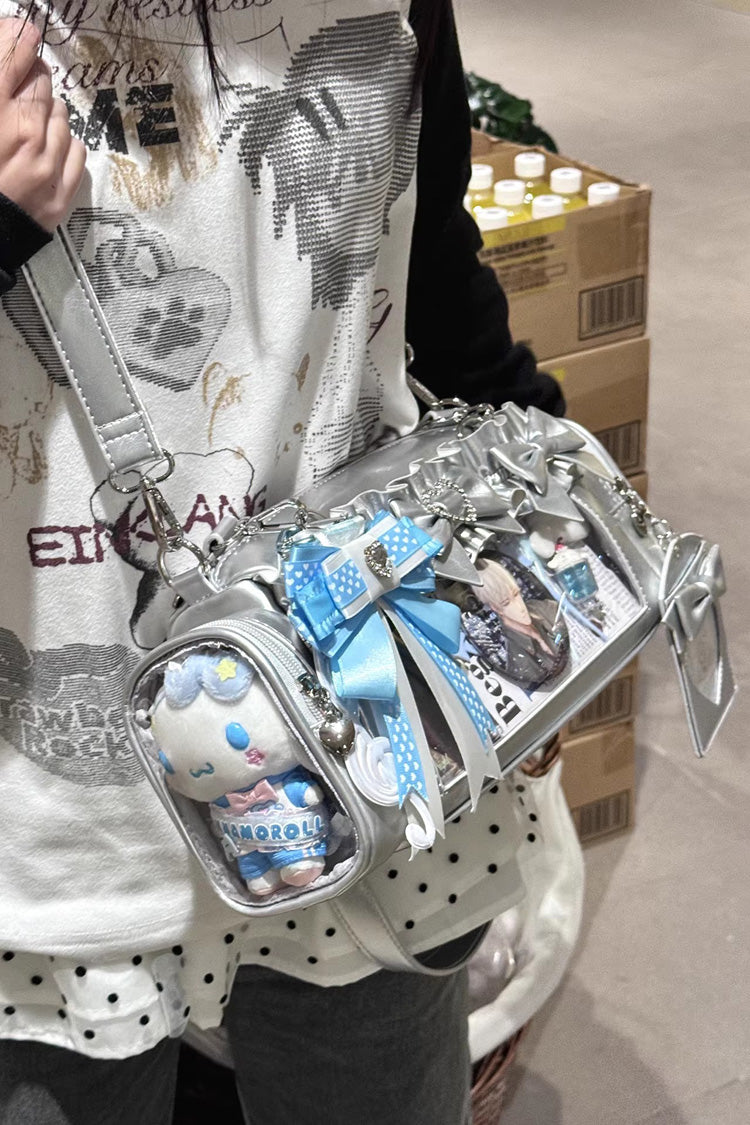 Sweet Heart-shaped Metal Decoration Bow Japanese Itabag 5 Colors