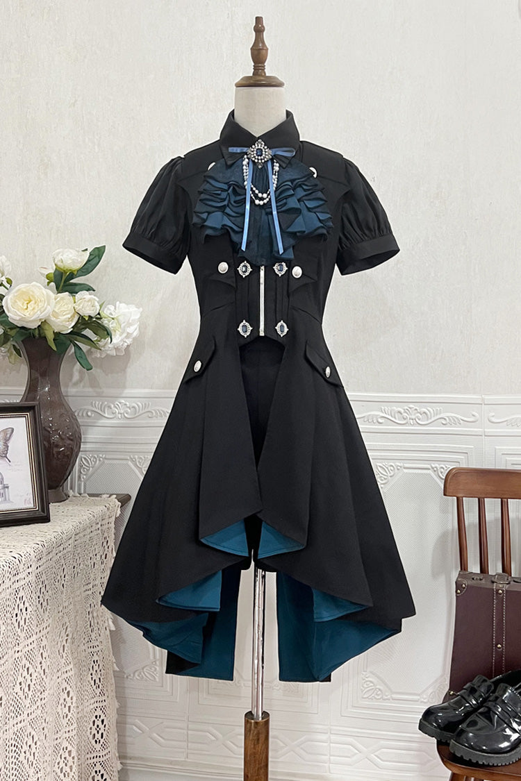 Black Deep Music Short Sleeves Gothic Elegant Ouji Lolita Four-piece Set