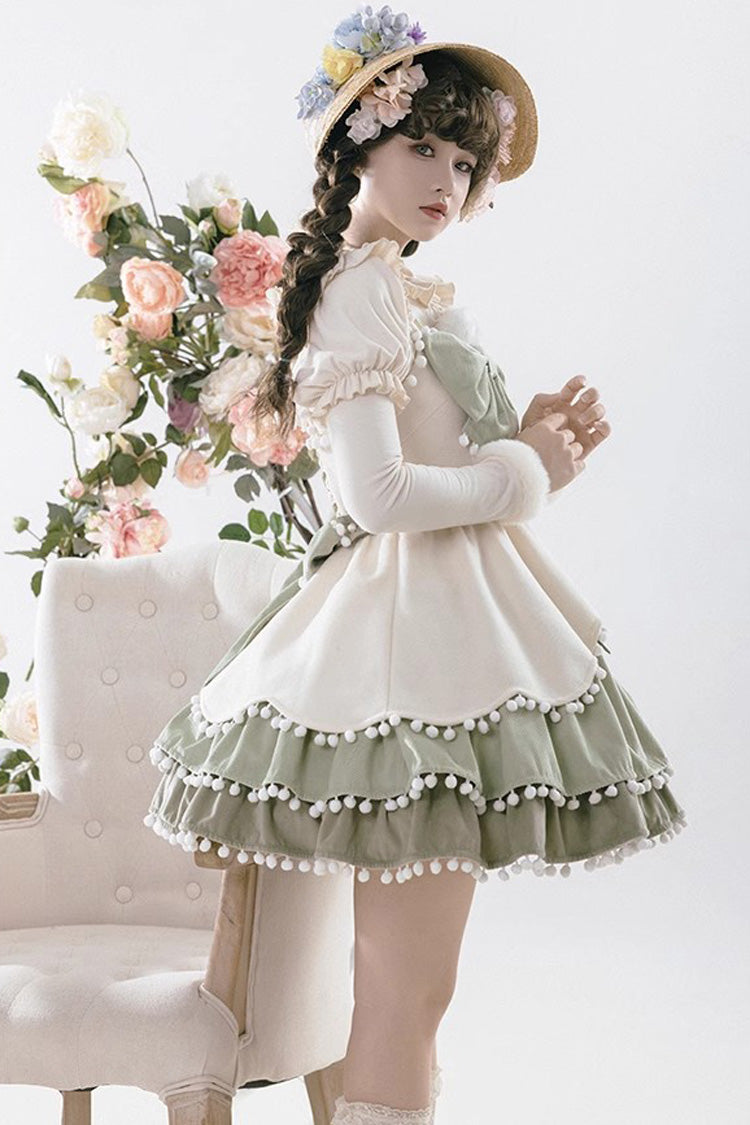 Confession Function Multi-layer Ruffle Bowknot Color Matching Autumn Winter Sweet Lolita Jsk Dress