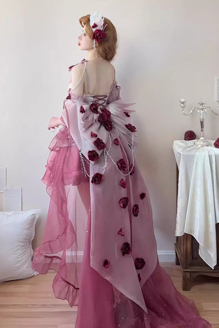 Plum Red Swan Wonderland Embroidery Bowknot Lace-Up Sweet Ballet Lolita Jsk Dress Short Version