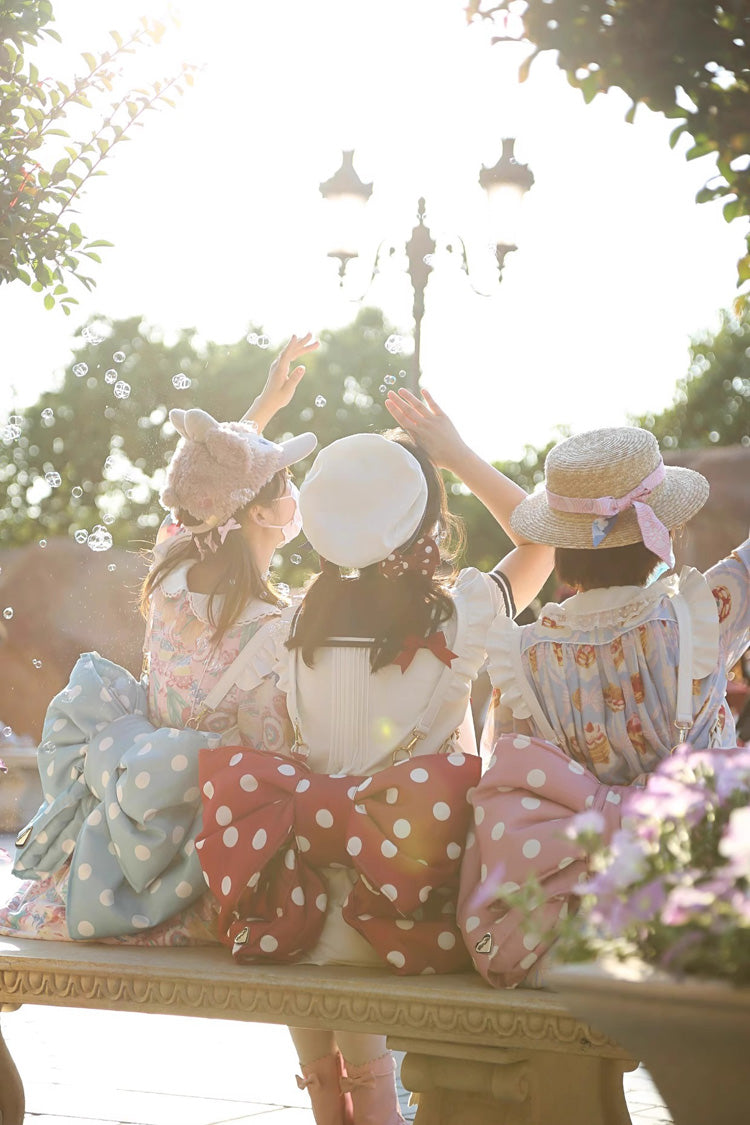 Red/White Polka Dot Print Bowknot Shaped Sweet Lolita Backpack