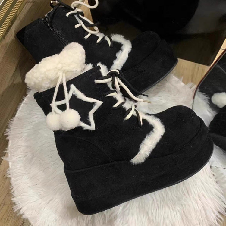 Sweet Star Fleece-Lined Warm Lolita Martin Boots 2 Colors