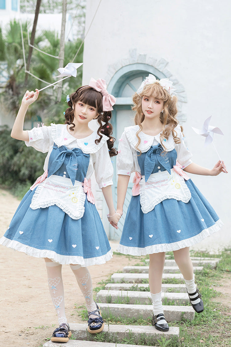 Blue Cowboys Are Busy Ruffle Bowknot Sweet Lolita Strap Dress