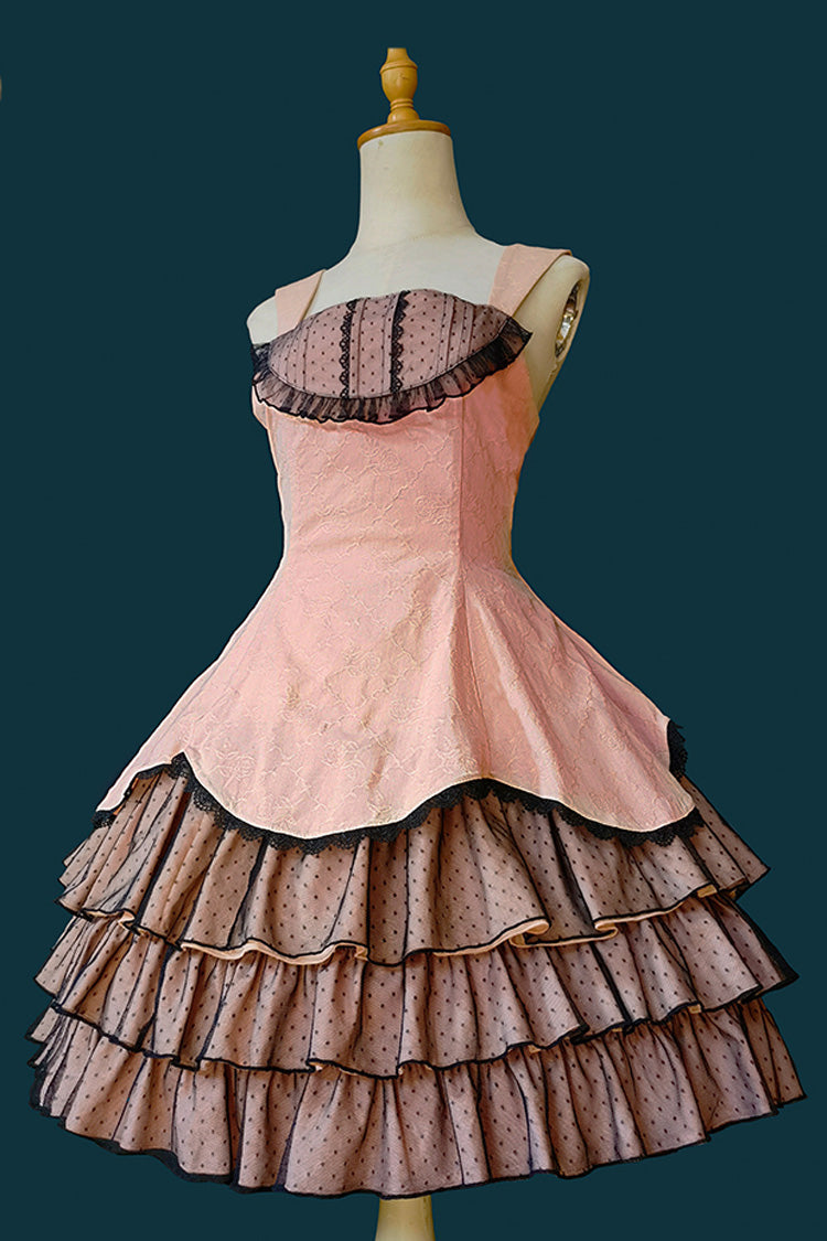 Waltz Triple-Layered Ruffle Stitching Lace Sweet Lolita Dress 2 Colors