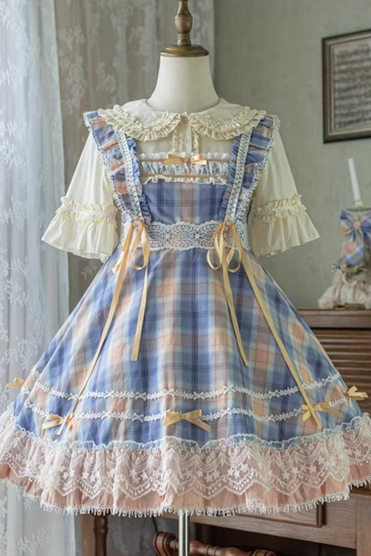 Yellow/Blue Endless Summer High Waisted Printed Ruffled Bow Lace Sweet Princess Lolita Jsk Dress 2 Versions