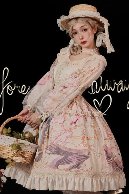 Pink Elegant Printed Sweet Lolita OP Dress
