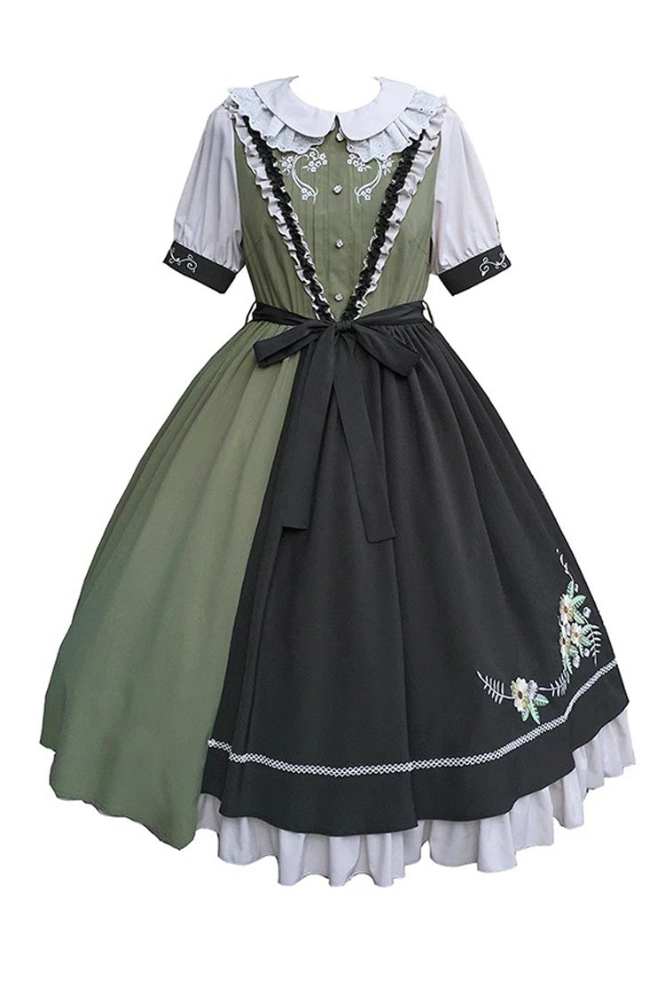 Multi-Color Doll Collar Embroidered Short Sleeves Classic Lolita Dress