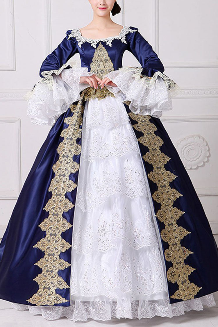 Hime Sleeves High Waisted Square Collar Embroidery Flower Print Victorian Lolita Prom Dress