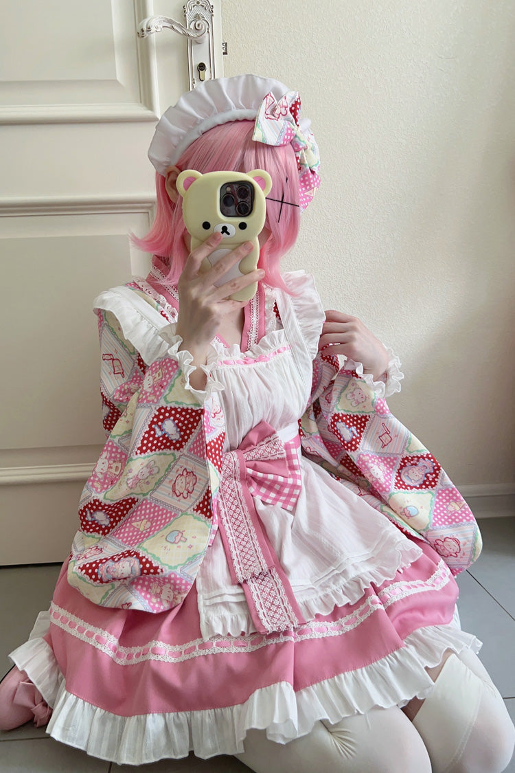 Showa Sweet Pet Ruffle Bowknot Sweet Japanese Maid Lolita Dress 6 Colors