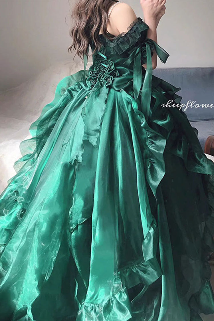 Green Bowknot Irregular Sweet Princess Lolita Jsk Dress