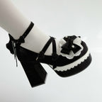 [Pre] High Heels Japanese Versatile Students Cute Lolita Shoes Pink Purple Elegant Style Party