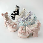 [Pre] High Heels Japanese Versatile Students Cute Lolita Shoes Pink Purple Elegant Style Party