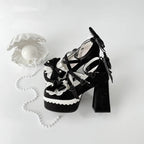 [Pre] High Heels Japanese Versatile Students Cute Lolita Shoes Pink Purple Elegant Style Party