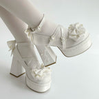 [Pre] High Heels Japanese Versatile Students Cute Lolita Shoes Pink Purple Elegant Style Party