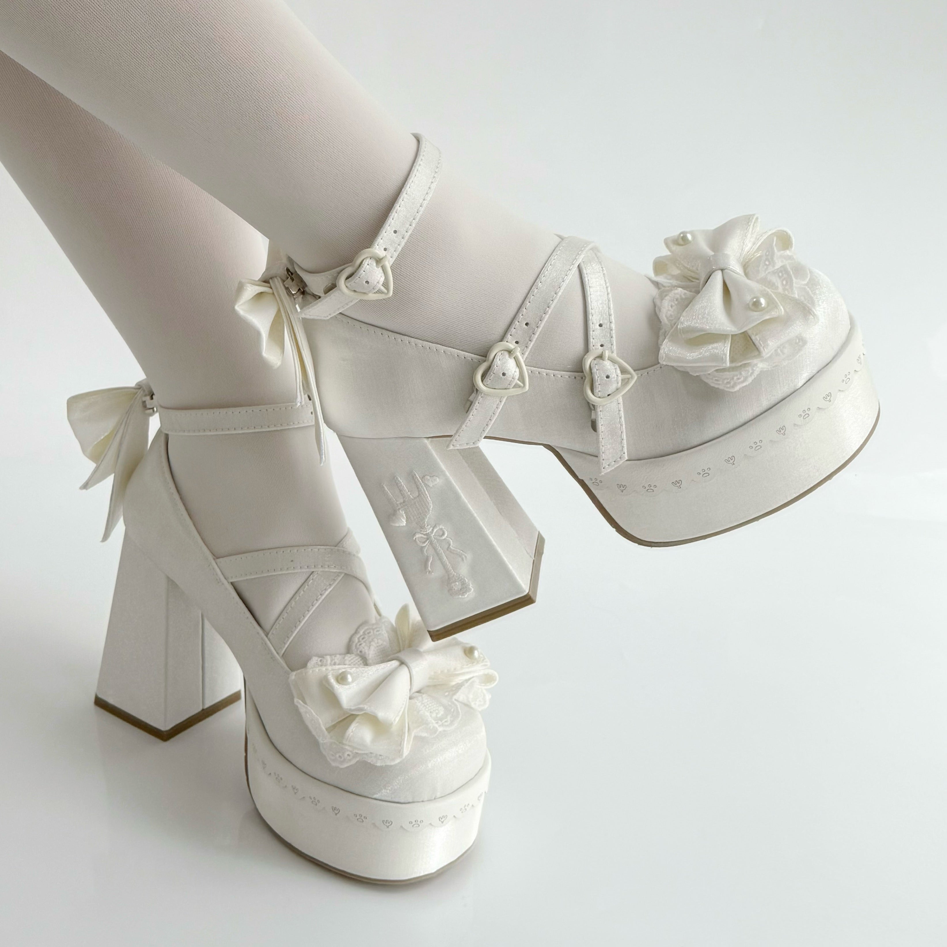 [Pre] High Heels Japanese Versatile Students Cute Lolita Shoes Pink Purple Elegant Style Party
