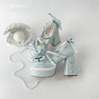 [Pre] High Heels Japanese Versatile Students Cute Lolita Shoes Pink Purple Elegant Style Party