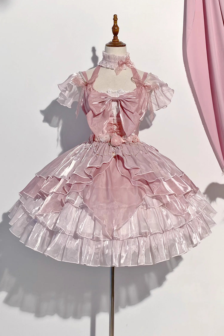 Pink Multi-layer Ruffle Hanayome Bowknot Sweet Elegant Princess Gorgeous Lolita Jsk Dress