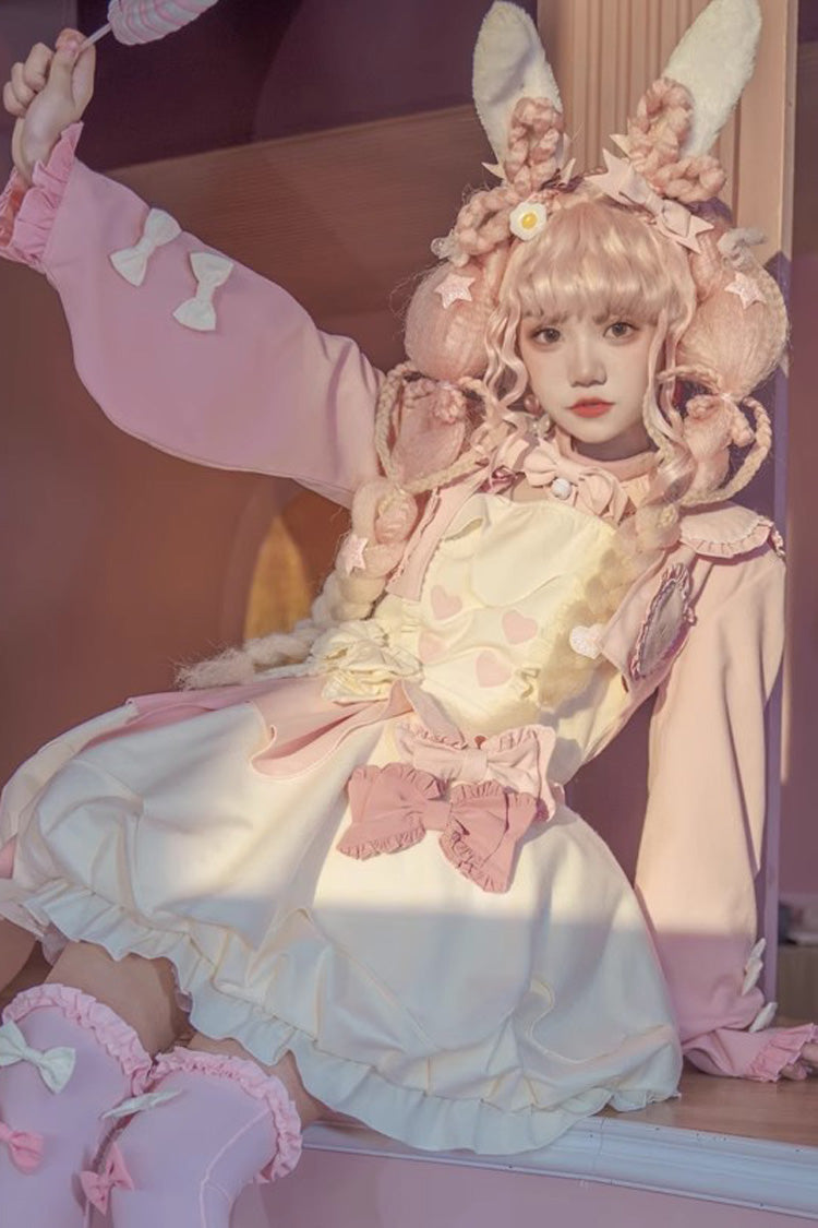 Pink/White Milk Fufu Sleeveless Ruffle Bowknot Sweet Lolita Jsk Dress