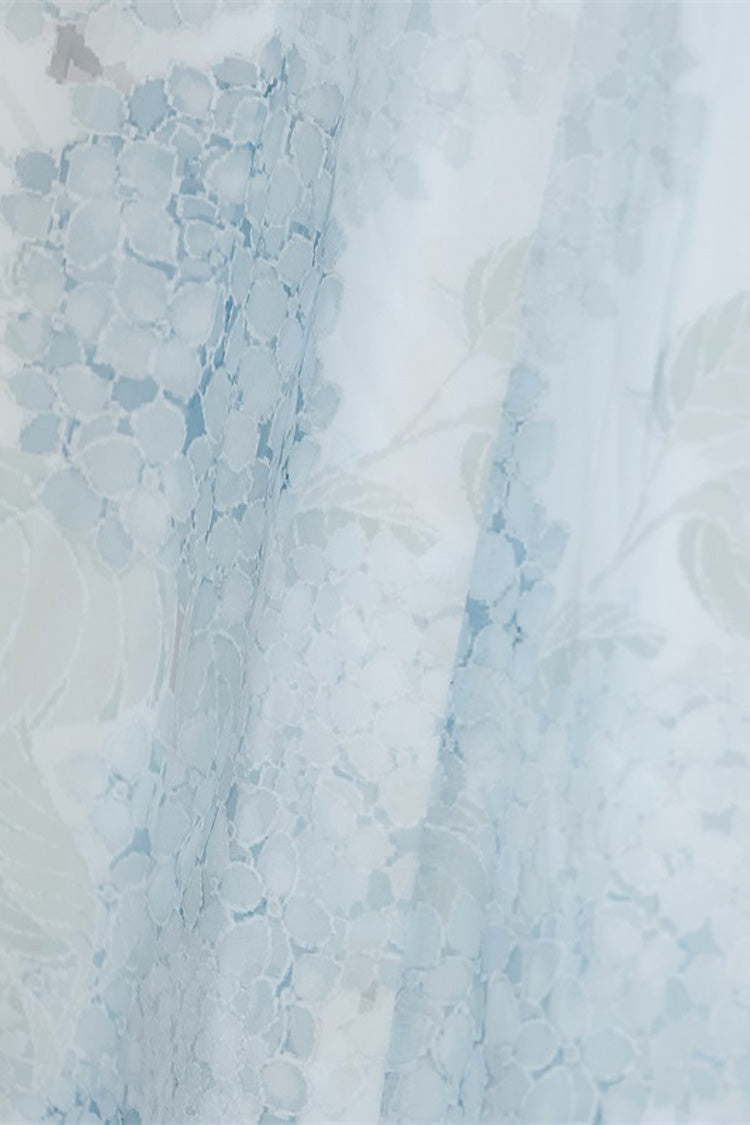 White Hydrangea Message Short Sleeves Print Ruffle Lace Sweet Chinese Style Elegant Lolita Dress
