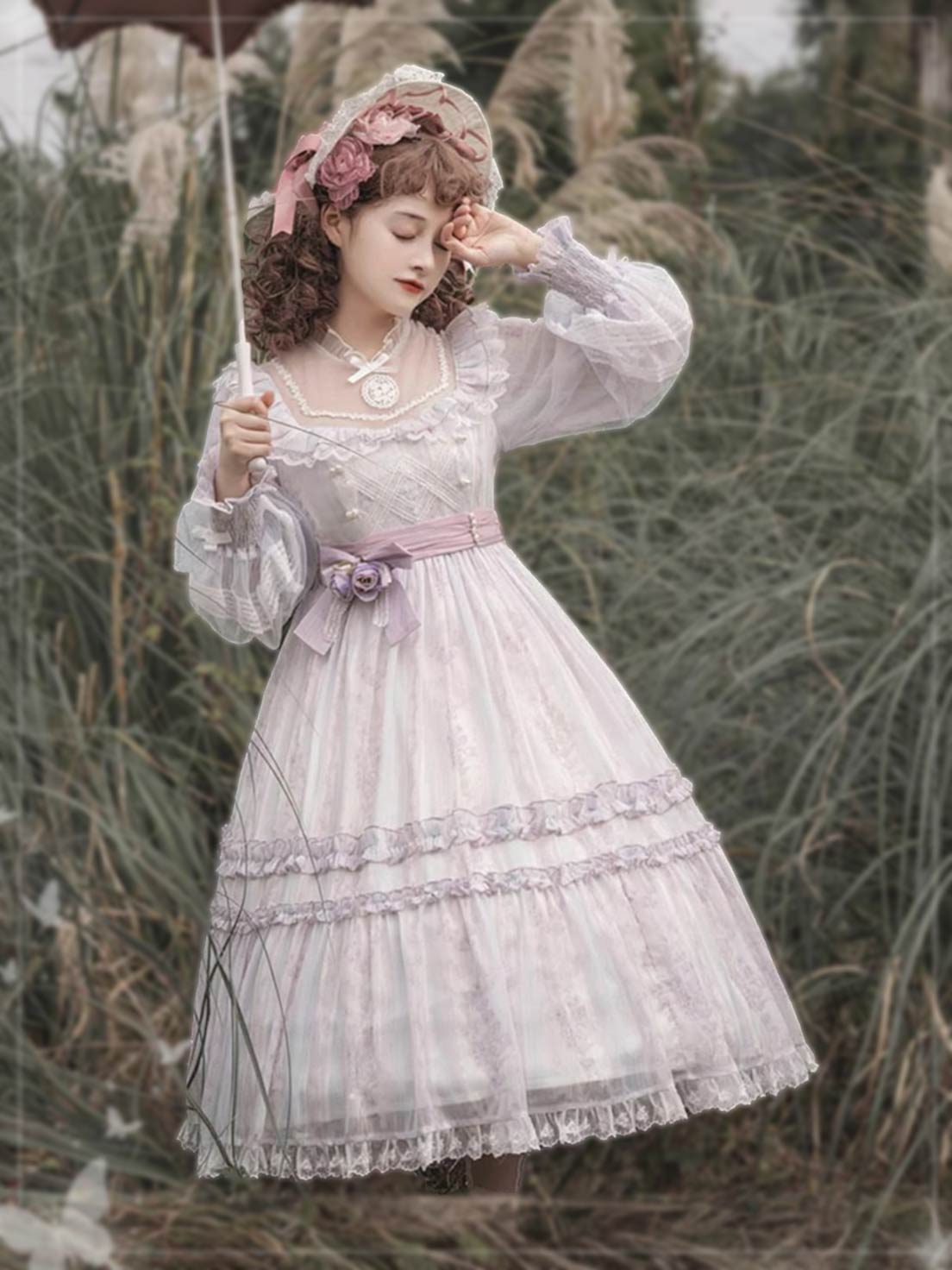 4XL Lolita Dress Plus Size Girls Classic Dress Elegant Long-sleeved Lolita Dress Spring and Autumn One Piece Dress