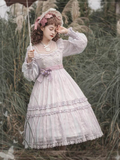 4XL Lolita Dress Plus Size Girls Classic Dress Elegant Long-sleeved Lolita Dress Spring and Autumn One Piece Dress