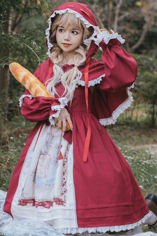 Red Round Collar Little Red Riding Hood High Waist Sweet Lolita JSK Dress