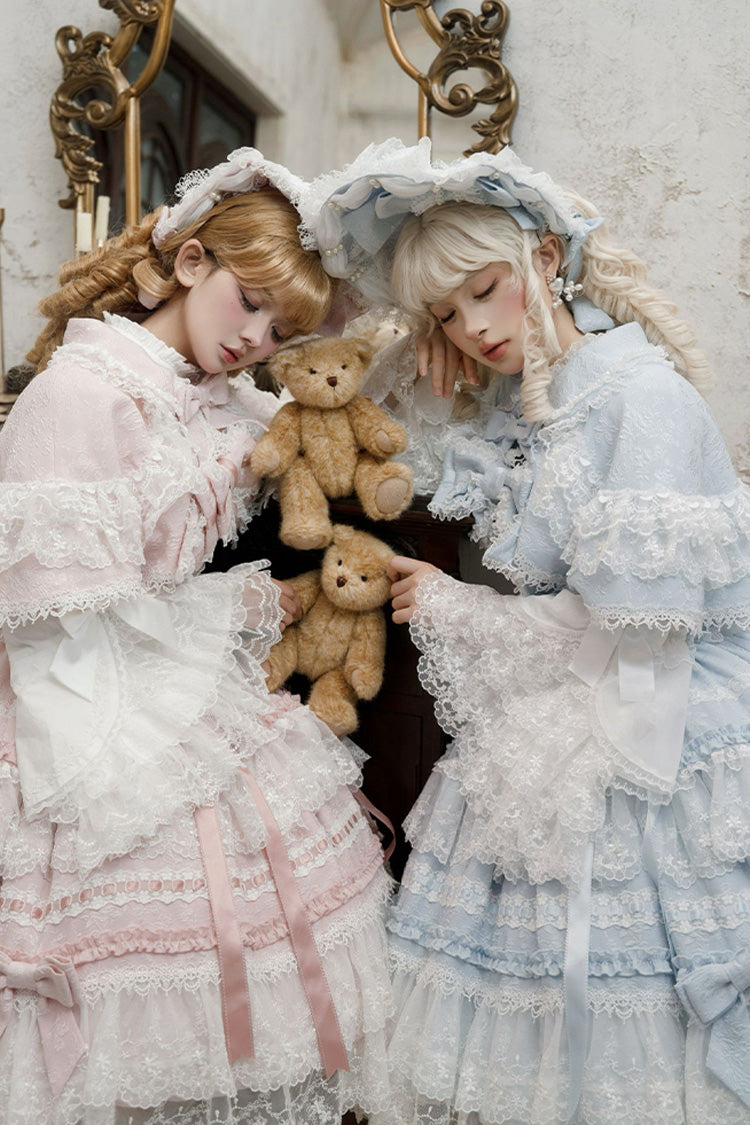 Blue Reinas Sleeveless Ruffle Bowknot Lace Sweet Lolita Jsk Dress
