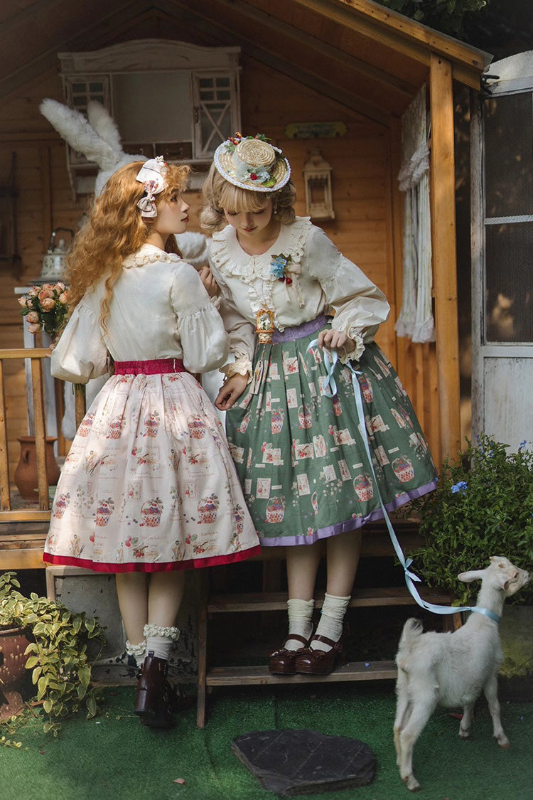 Forest Illustrated Book Watercolor Picture Book Print Sweet Elegant Lolita Skirt 3 Colors