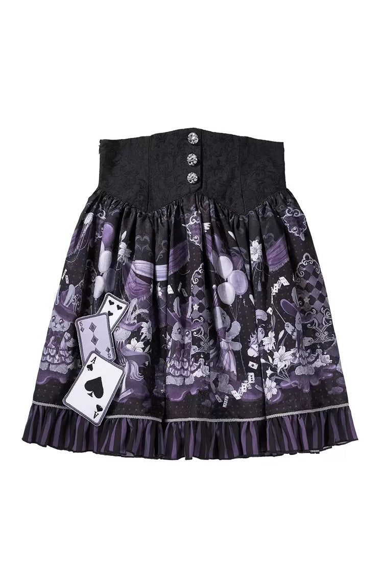 Black/Purple Magic Troupe Printed Ruffled Sweet Classic Lolita Skirt Set