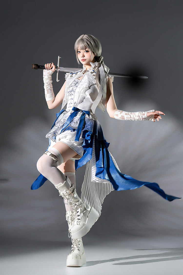 White Dragon Bones Chinese Style Prince Handsome Ouji Lolita Shorts