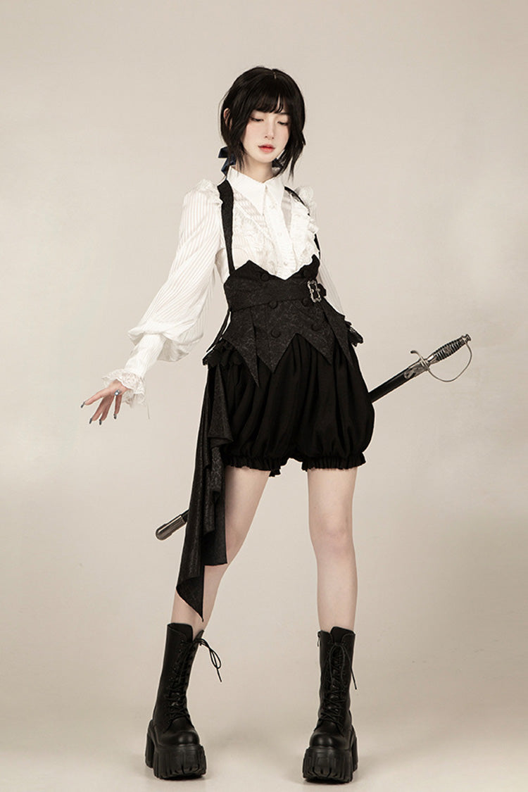 Black Gold Hunter Long Sleeves Pirate Style Gothic Shorts