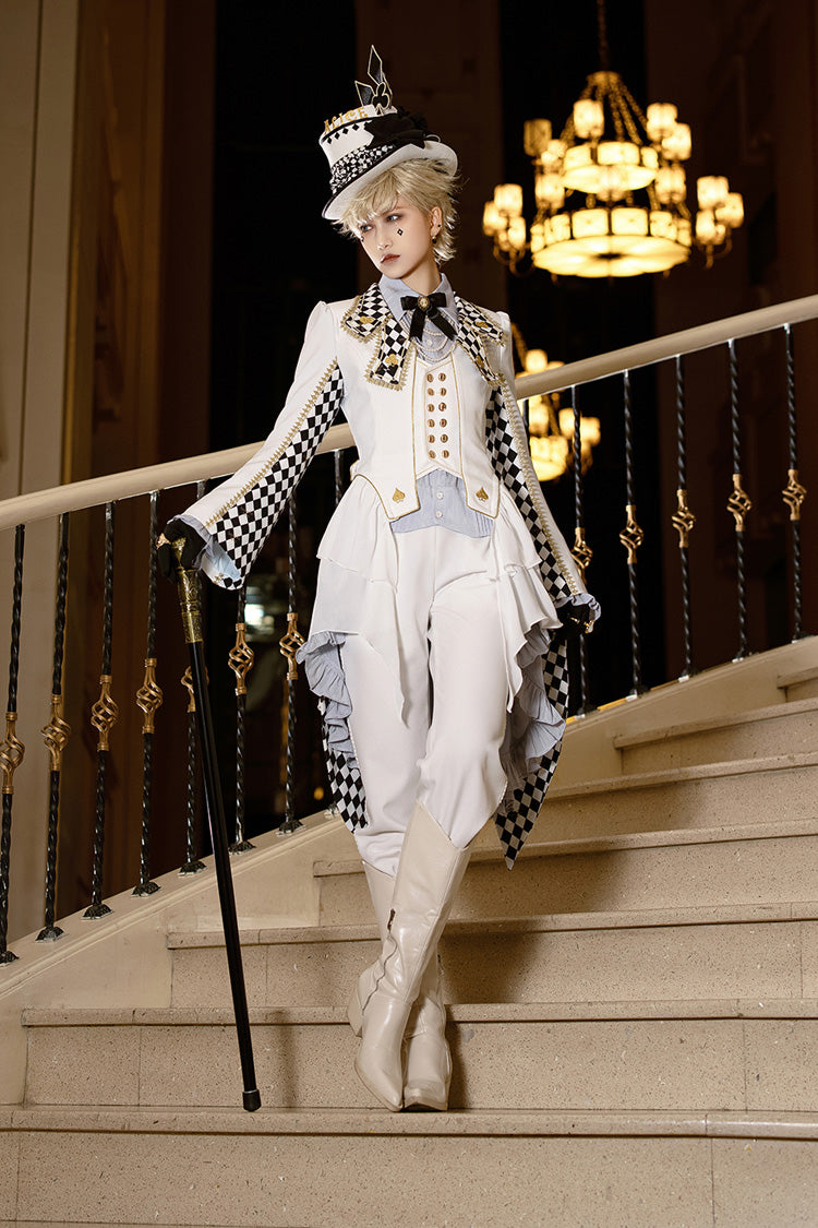 White Immortal Lost Alice Plaid Print Elegant Ouji Fashion Lolita Coat